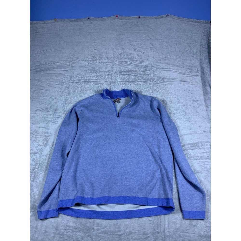 Peter Millar Crown Sport Men's XL Blue Heathered Quarter-Zip Pullover‎ Sweater